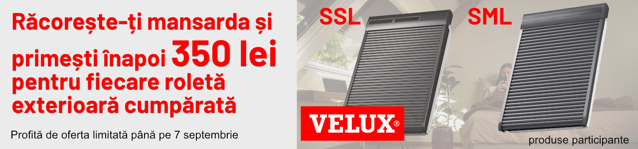 Primesti inapoi 350 lei la roletele exterioare VELUX – Protectie maxima impotriva caniculei Primesti inapoi 350 lei la roletele exterioare VELUX – Protectie maxima impotriva caniculei